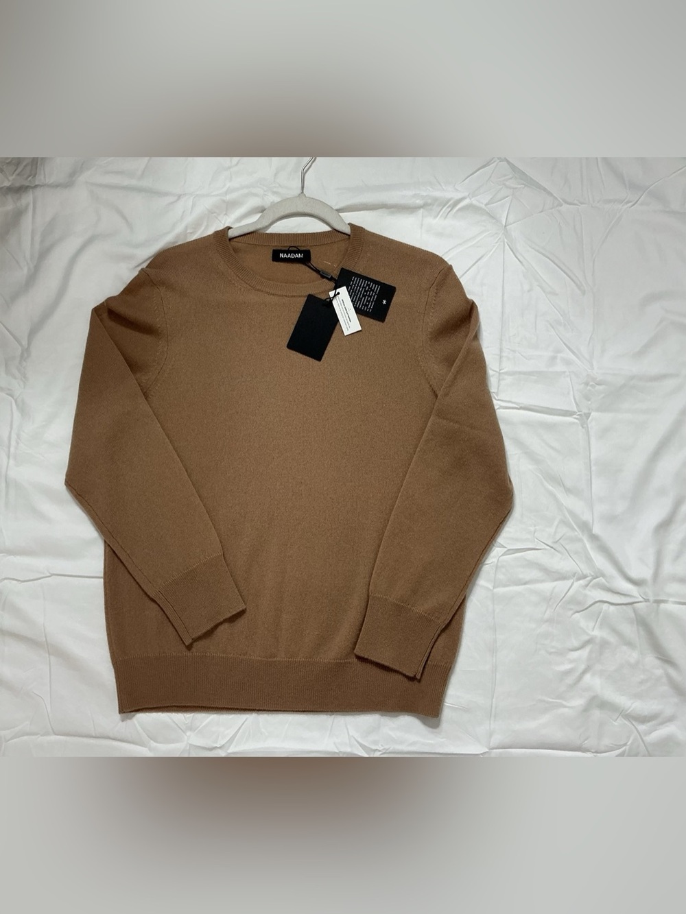 NWT Naadam The Original Cashmere Crewneck Sweater Camel Brown Size L Women's